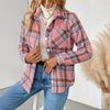 Checkered Fleece-Lined Shacket with Chest Pockets by FitiqueFit