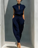 Women's Chinese-Style Satin Short-Sleeve Top & Pants Set by FitiqueFit