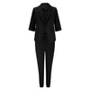 Women’s Notch-Lapel Blazer & Drawstring Pants Suit Set by FitiqueFit