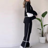 Women’s Solid Color Casual Two-Piece Set – Loose Top & Bootcut Pants Suit by FitiqueFit