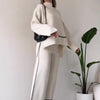 Women’s Solid Color Casual Two-Piece Set – Loose Top & Bootcut Pants Suit by FitiqueFit