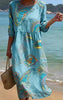 Women's 3D Floral Print Long-Sleeve A-Line Dress – Crew Neck Loose Fit by FitiqueFit