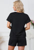 Black Trendy Texture Sequin Baseball Graphic Short 2pcs Set by Wild and Free Boutique