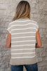Parchment Side Slits Crewneck Short Sleeve Sweater Tee by Wild and Free Boutique