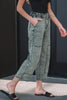 Smoke Gray Acid Wash Barrel Fit Denim Pants with Waist String by Wild and Free Boutique