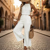 Women's Draped Neck Sleeveless Vest & Casual Pants Two-Piece Set by FitiqueFit