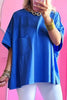Patched Pocket Exposed Seam Oversize T-shirt by Simply Love