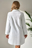 White Stripe Collared V Neck Chest Pocket Long Sleeve Beach Cover up by Wild and Free Boutique