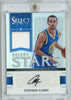 2012 Panini Select Stephen Steph Curry #19 /49 Select Stars Player Worn Relic Black Ink Auto Basketball Card