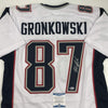 Autographed/Signed Rob Gronkowski New England White Football Jersey Beckett BAS COA