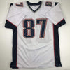 Autographed/Signed Rob Gronkowski New England White Football Jersey Beckett BAS COA