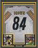 Framed Autographed/Signed Antonio Brown 35x39 Pittsburgh Steelers White Football Jersey Beckett BAS COA by Hall of Fame Sports Memorabilia