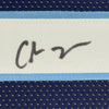 Framed Autographed/Signed Chris Johnson 35x39 Tennessee Dark Blue Football Jersey JSA COA