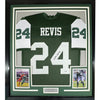 Framed Autographed/Signed Darrelle Revis 35x39 New York Green Football Jersey Beckett BAS COA