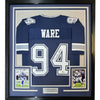Framed Autographed/Signed Demarcus Ware 35x39 Dallas Blue Football Jersey Beckett BAS COA