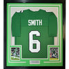 Framed Autographed/Signed Devonta Smith 35x39 Philadelphia Kelly Green Football Jersey JSA COA