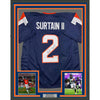 Framed Autographed/Signed Patrick Surtain II 35x39 Denver Blue Football Jersey JSA COA #2