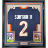 Framed Autographed/Signed Patrick Surtain II 35x39 Denver Blue Football Jersey JSA COA by Hall of Fame Sports Memorabilia