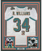 Framed Autographed/Signed Ricky Williams 35x39 Miami White Football Jersey JSA COA by Hall of Fame Sports Memorabilia