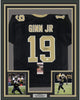 Framed Autographed/Signed Ted Ginn Jr. 35x39 New Orleans Black Football Jersey JSA COA
