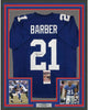 Framed Autographed/Signed Tiki Barber 35x39 New York Blue Football Jersey JSA COA by Hall of Fame Sports Memorabilia