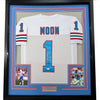 Framed Autographed/Signed Warren Moon 35x39 HOF 06 Houston White Football Jersey JSA COA by Hall of Fame Sports Memorabilia