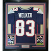 Framed Autographed/Signed Wes Welker 35x39 New England Blue Football Jersey Beckett BAS COA by Hall of Fame Sports Memorabilia
