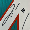 Framed Autographed/Signed Zach Thomas 35x39 Miami Teal Football Jersey JSA COA