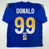 Autographed/Signed Aaron Donald Los Angeles LA Royal Blue Football Jersey Beckett BAS COA by Hall of Fame Sports Memorabilia