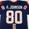 Autographed/Signed Andre Johnson Houston Blue Football Jersey JSA COA by Hall of Fame Sports Memorabilia