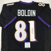 Autographed/Signed Anquan Boldin Baltimore Black Football Jersey Beckett BAS COA by Hall of Fame Sports Memorabilia