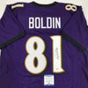 Autographed/Signed Anquan Boldin Baltimore Purple Football Jersey Beckett BAS COA by Hall of Fame Sports Memorabilia