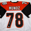 Autographed/Signed Anthony Munoz Cincinnati White Football Jersey Beckett BAS COA by Hall of Fame Sports Memorabilia