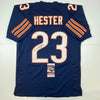 Autographed/Signed Devin Hester Chicago Blue Football Jersey JSA COA by Hall of Fame Sports Memorabilia