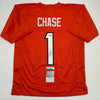 Autographed/Signed Ja'Marr Chase Cincinnati Orange Football Jersey JSA COA