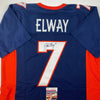 Autographed/Signed John Elway Denver Blue Football Jersey JSA COA by Hall of Fame Sports Memorabilia