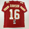 Autographed/Signed Len Dawson HOF 87 Kansas City Red Football Jersey JSA COA by Hall of Fame Sports Memorabilia