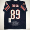 Autographed/Signed Mike Ditka Chicago Blue Stat Football Jersey JSA COA by Hall of Fame Sports Memorabilia