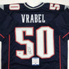Autographed/Signed Mike Vrabel New England Blue Football Jersey Beckett BAS COA by Hall of Fame Sports Memorabilia