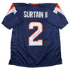 Autographed/Signed Patrick Surtain II Denver Blue Football Jersey JSA COA #2