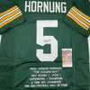Autographed/Signed Paul Hornung Green Bay Green Stat Football Jersey JSA COA by Hall of Fame Sports Memorabilia