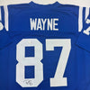 Autographed/Signed Reggie Wayne Indianapolis Blue Football Jersey JSA COA by Hall of Fame Sports Memorabilia