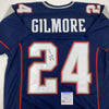Autographed/Signed Stephon Gilmore New England Blue Football Jersey PSA/DNA COA by Hall of Fame Sports Memorabilia