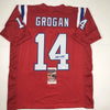 Autographed/Signed Steve Grogan New England Red Football Jersey JSA COA by Hall of Fame Sports Memorabilia
