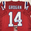 Autographed/Signed Steve Grogan New England Red Football Jersey JSA COA by Hall of Fame Sports Memorabilia