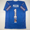 Autographed/Signed Warren Moon HOF 06 Houston Blue Football Jersey JSA COA by Hall of Fame Sports Memorabilia