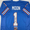 Autographed/Signed Warren Moon HOF 06 Houston Blue Football Jersey JSA COA by Hall of Fame Sports Memorabilia