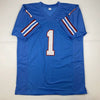 Autographed/Signed Warren Moon HOF 06 Houston Blue Football Jersey JSA COA by Hall of Fame Sports Memorabilia