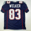 Autographed/Signed Wes Welker New England Blue Football Jersey Beckett BAS COA by Hall of Fame Sports Memorabilia