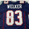 Autographed/Signed Wes Welker New England Blue Football Jersey Beckett BAS COA by Hall of Fame Sports Memorabilia